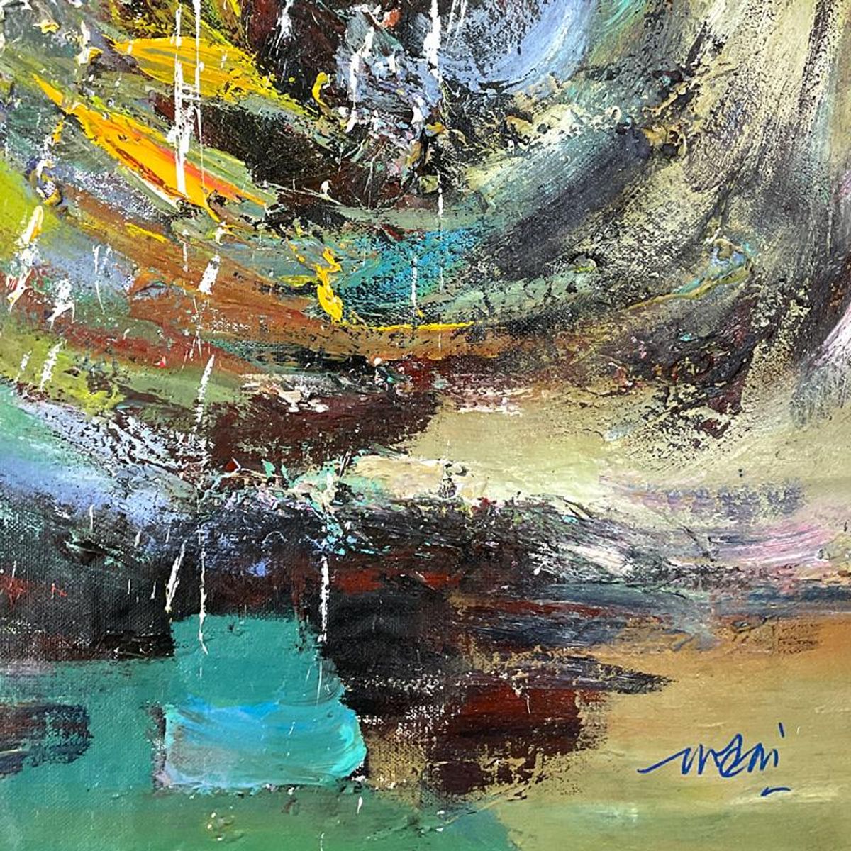 Mani, Original Acrylic Painting on Canvas (62" x 40"), Hand Signed with Letter of Authenticity