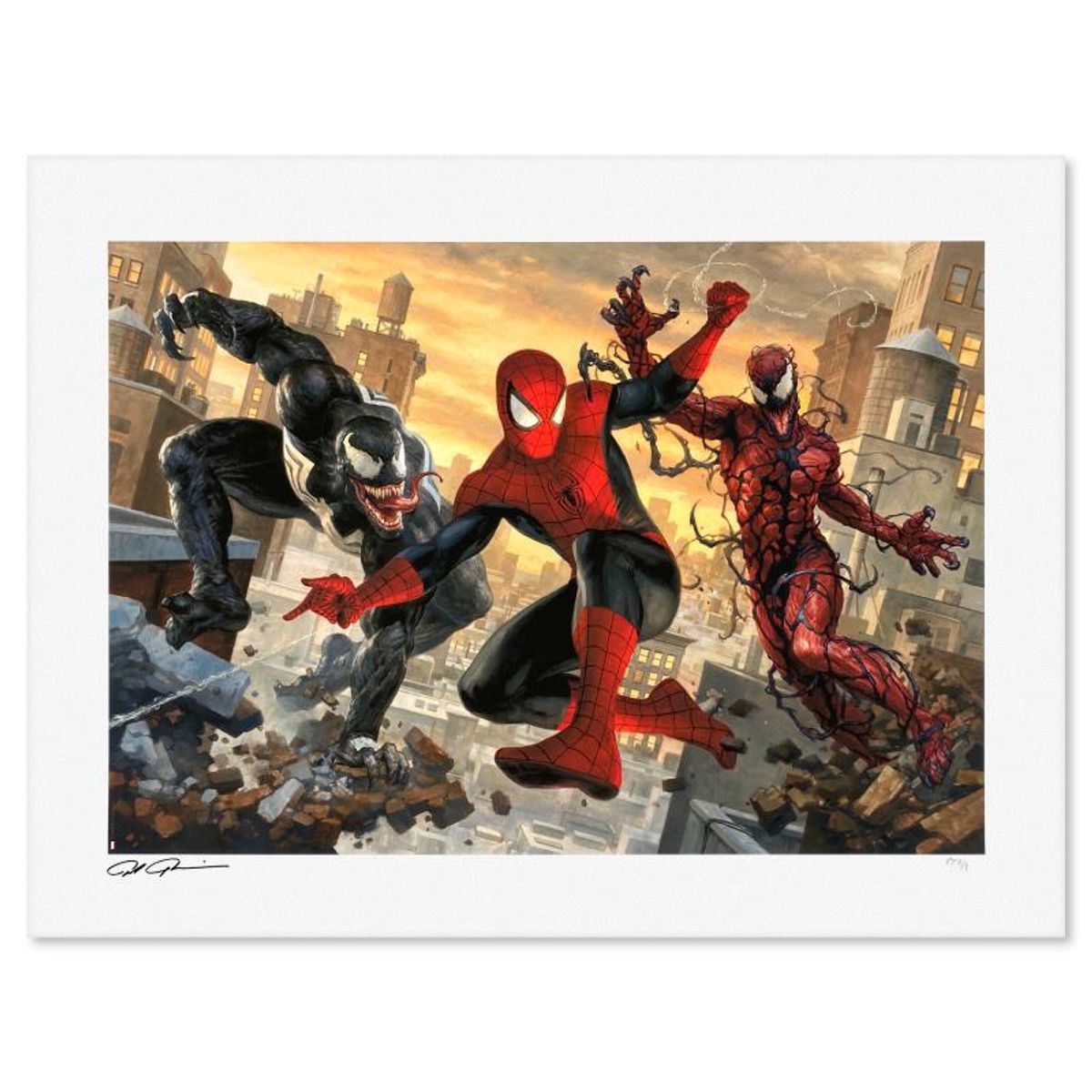 Marvel Comics & Paolo Rivera, "Spider-Man vs Venom and Carnage" Limited Edition, PP Numbered 3/4 and Hand Signed with Letter of Authenticity.