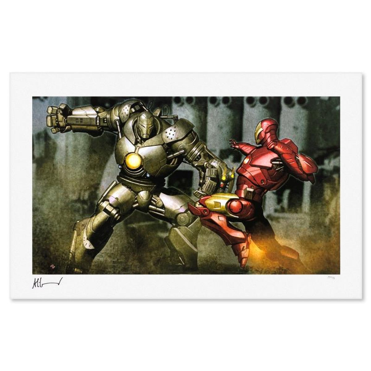 Marvel Comics & Adi Granov, "Iron Man vs Iron Monger" Sold Out Limited Edition, PP Numbered 3/4 and Hand Signed with Letter of Authenticity.
