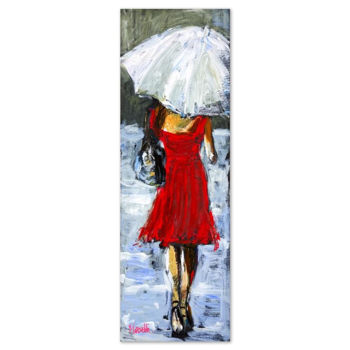 Michael Maselli, "Spring Shower" Original Painting on Board, Hand Signed with Letter of Authenticity.