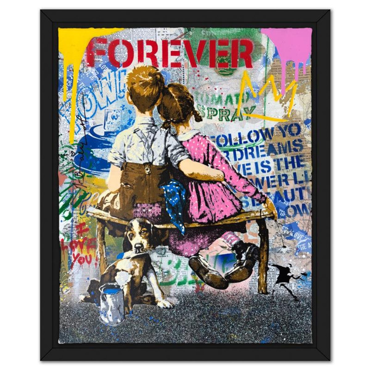Mr Brainwash, '"Work Well Together" Framed Mixed Media Original, Hand Signed with Certificate of Authenticity.