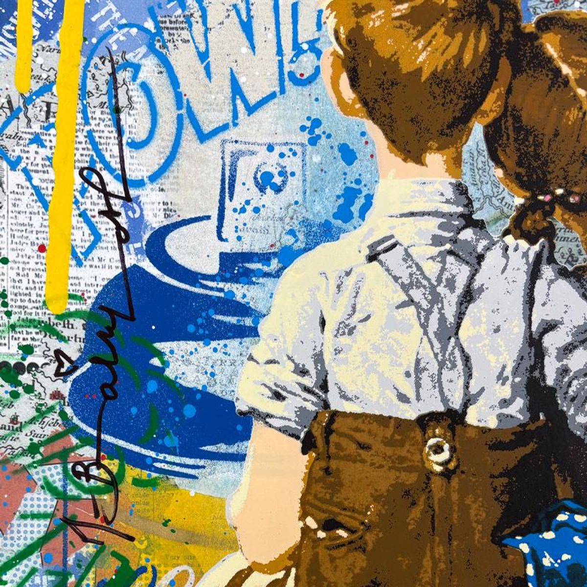 Mr Brainwash, '"Work Well Together" Framed Mixed Media Original, Hand Signed with Certificate of Authenticity.