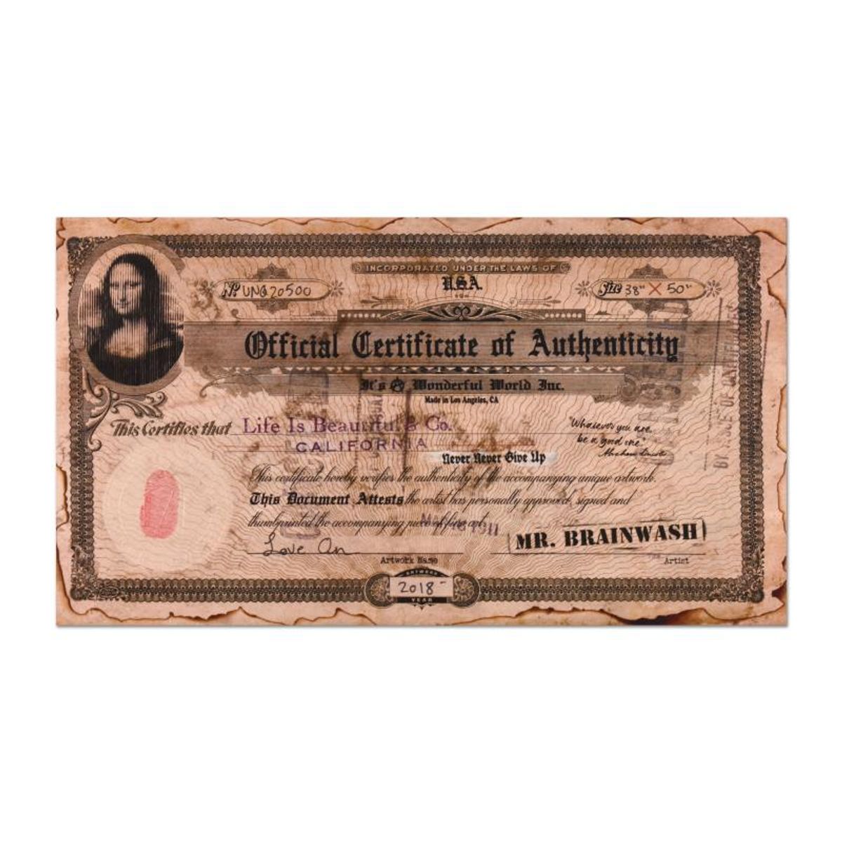 Mr. Brainwash, "Love is the Answer" Unique (UNIQ) Mixed Media, Hand Signed with Certificate of Authenticity.