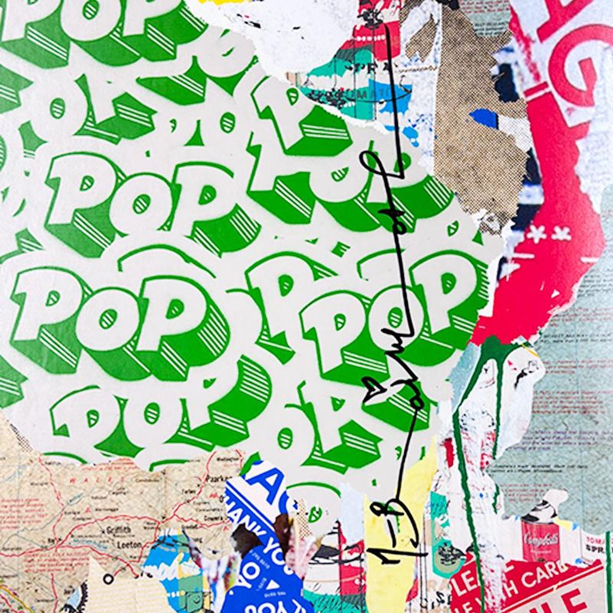 Mr Brainwash, "Einstein" Framed Unique (UNQ) Mixed Media, Hand Signed with Certificate of Authenticity.