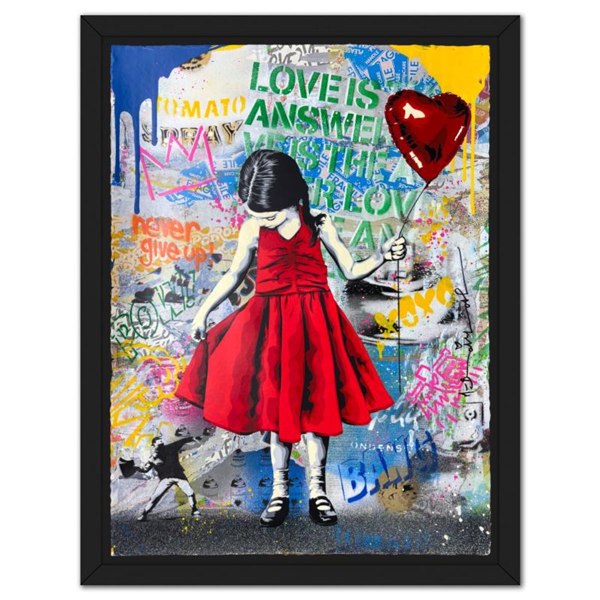 Mr Brainwash, "Beautiful Girl" Framed Mixed Media Original, Hand Signed with Certificate of Authenticity.