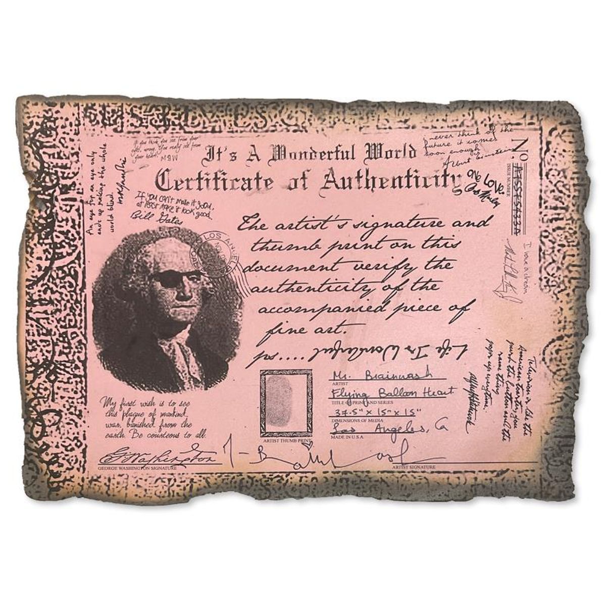 Mr. Brainwash, "Flying Balloon Heart" Original Mixed Media Sculpture, Hand Signed with Certificate of Authenticity.