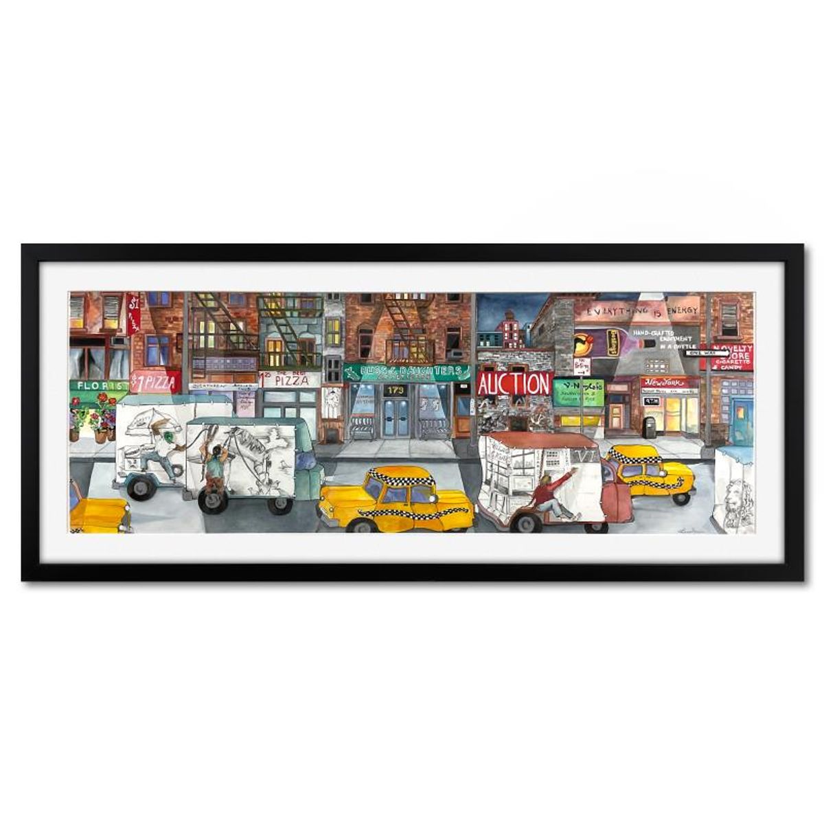 Linnea Pergola, "Urban Sketchers" Framed Original Watercolor Painting, Hand Signed with Letter of Authenticity.