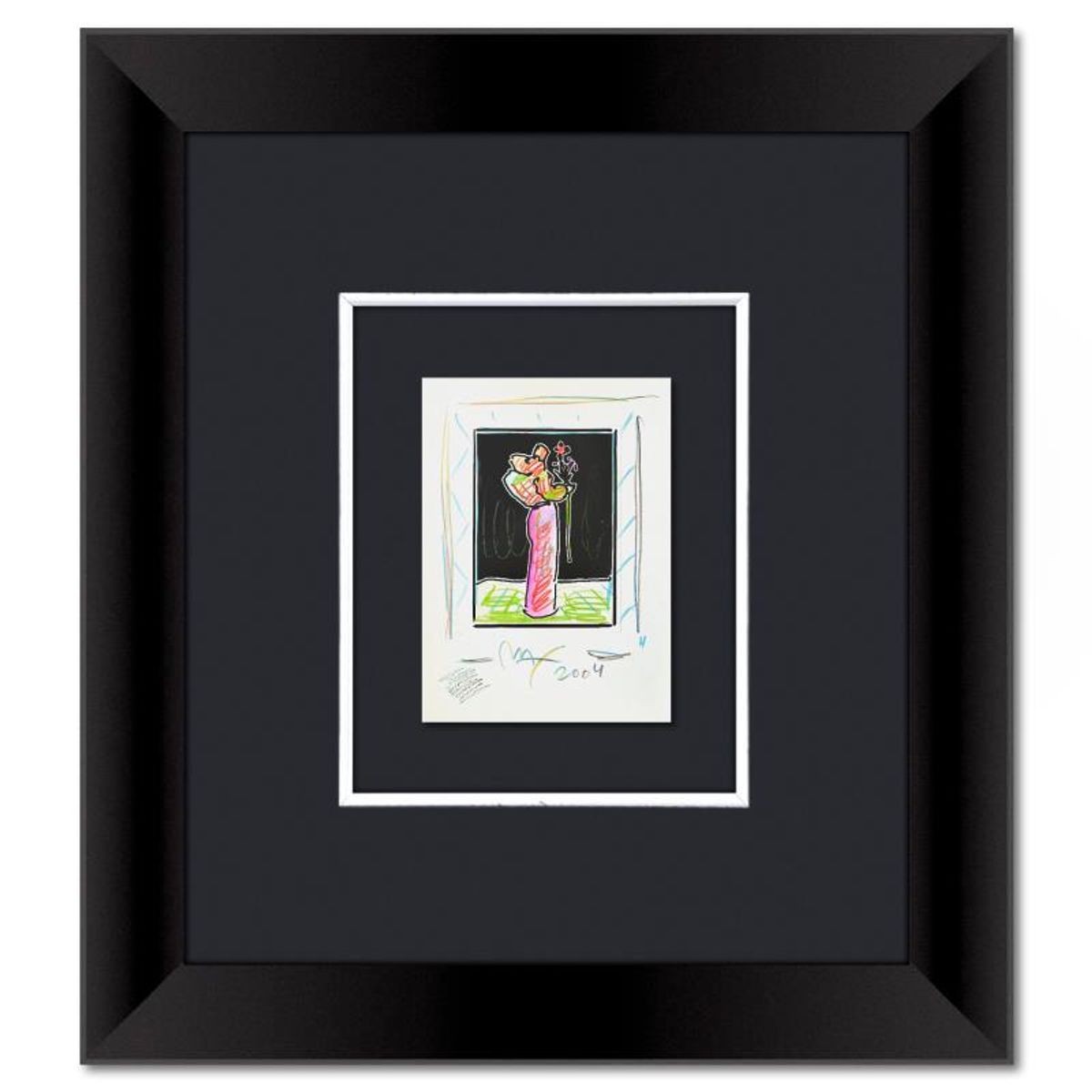 Peter Max, Framed One-of-a-Kind Mixed Media, Hand Signed with Registration Number Certifying Authenticity.