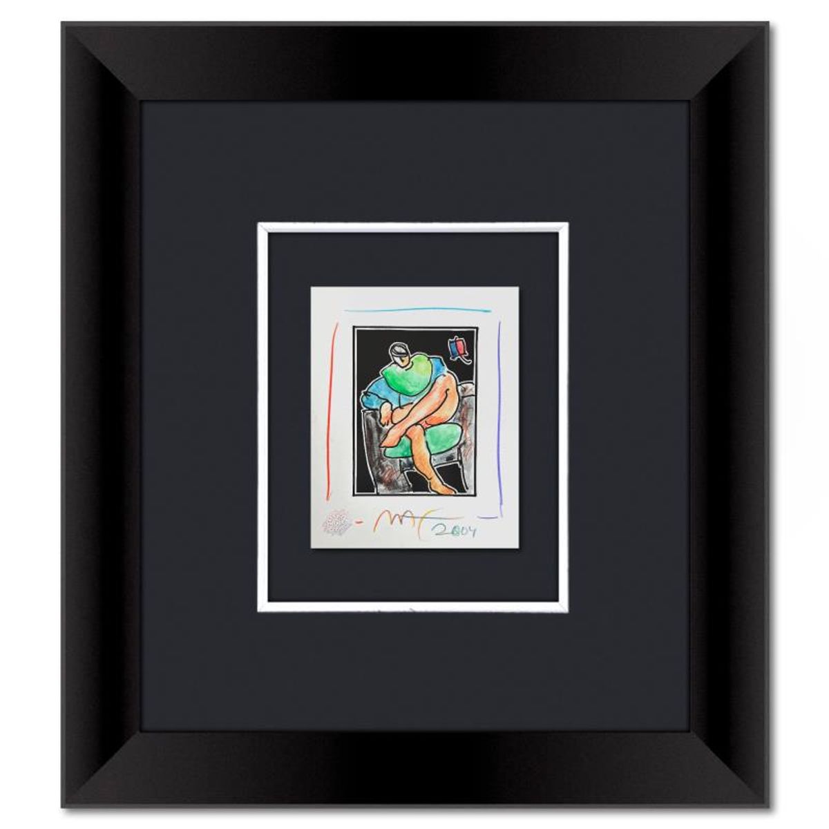 Peter Max, Framed One-of-a-Kind Mixed Media, Hand Signed with Registration Number Certifying Authenticity.