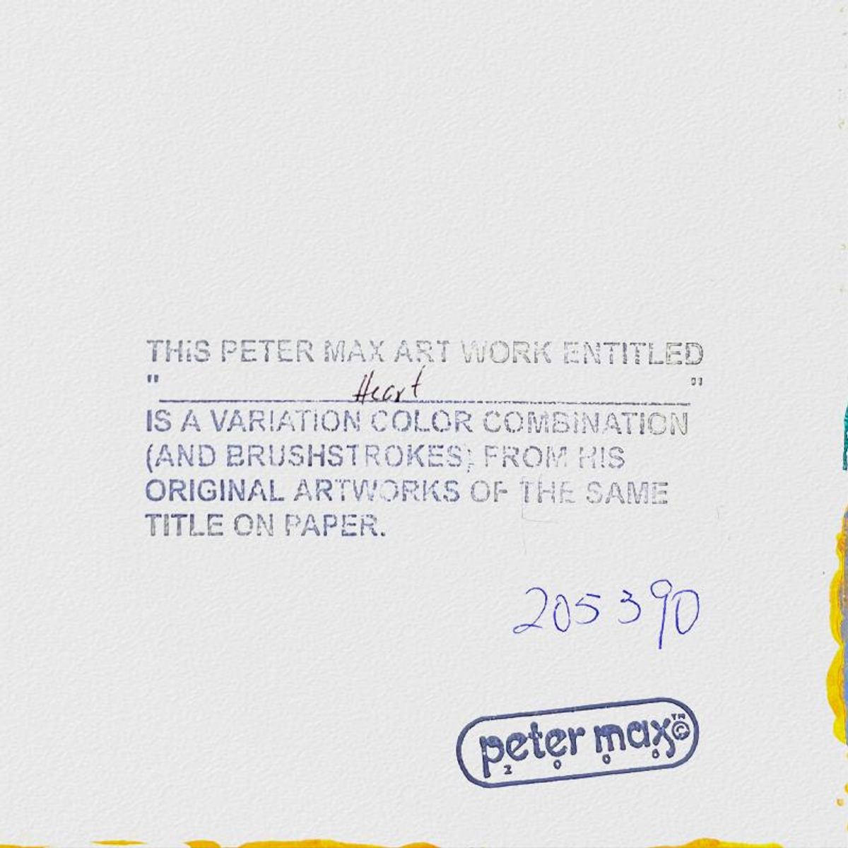 Peter Max, "Heart on Blends" Framed One-of-a-Kind Acrylic Mixed Media, Hand Signed with Registration Number Certifying Authenticity.