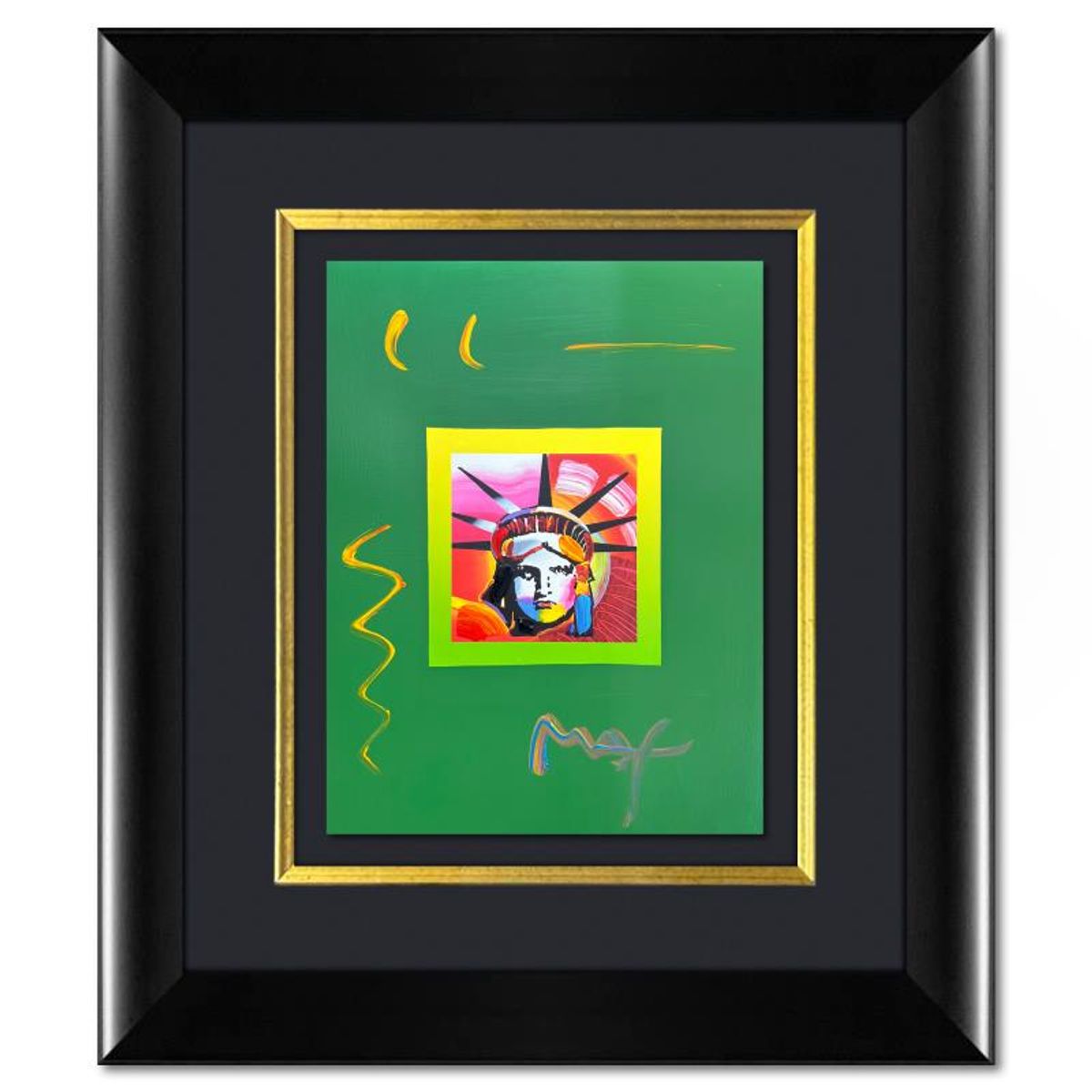 Peter Max, "Liberty" Framed One-of-a-Kind Acrylic Mixed Media, Hand Signed with Registration Number Certifying Authenticity