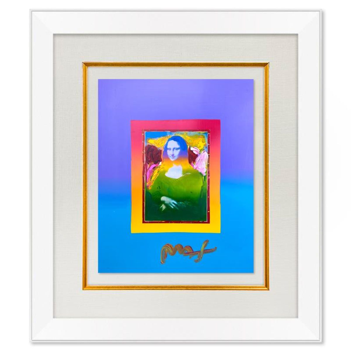 Peter Max, "Mona Lisa" Framed One-of-a-Kind Mixed Media, Hand Signed with Registration Number Certifying Authenticity.