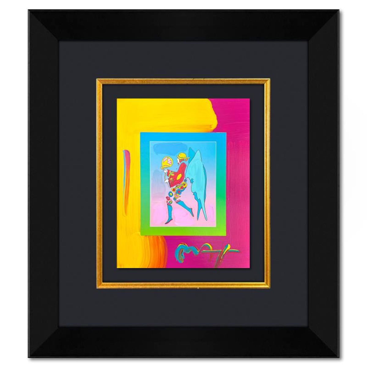Peter Max, "Tip Toe Floating" Framed One-of-a-Kind Acrylic Mixed Media, Hand Signed with Registration Number Certifying Authenticity