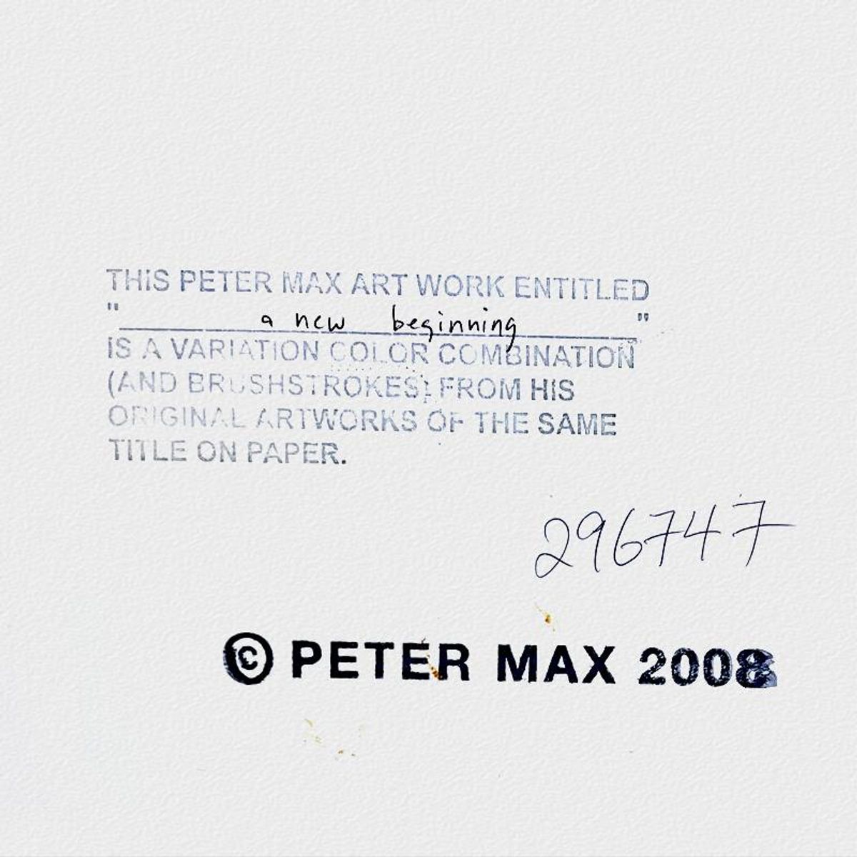 Peter Max, "A New Beginning" Framed One-of-a-Kind Mixed Media, Hand Signed with Registration Number Certifying Authenticity.