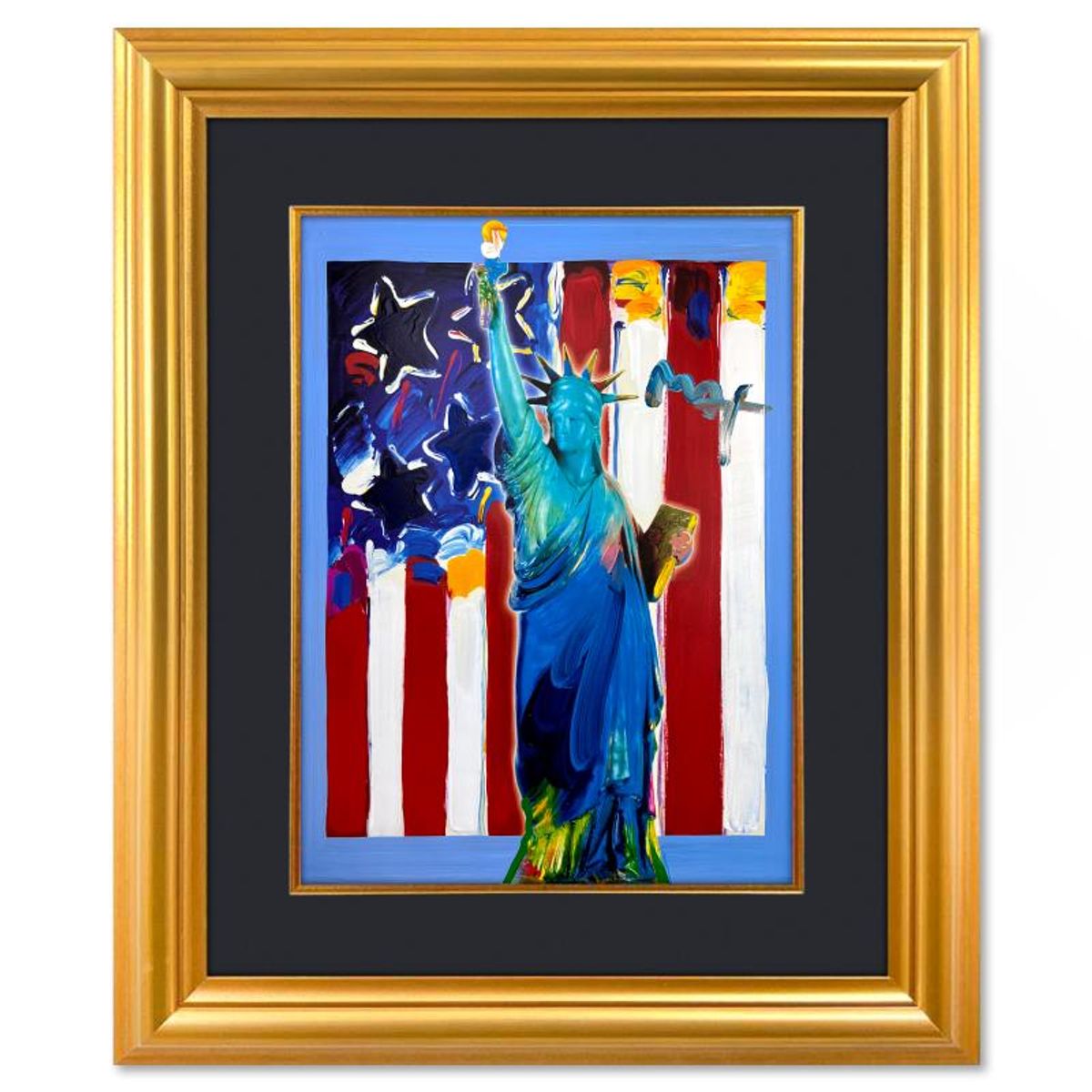 Peter Max, "United We Stand" Framed One-of-a-Kind Mixed Media, Hand Signed with Registration Number Certifying Authenticity.
