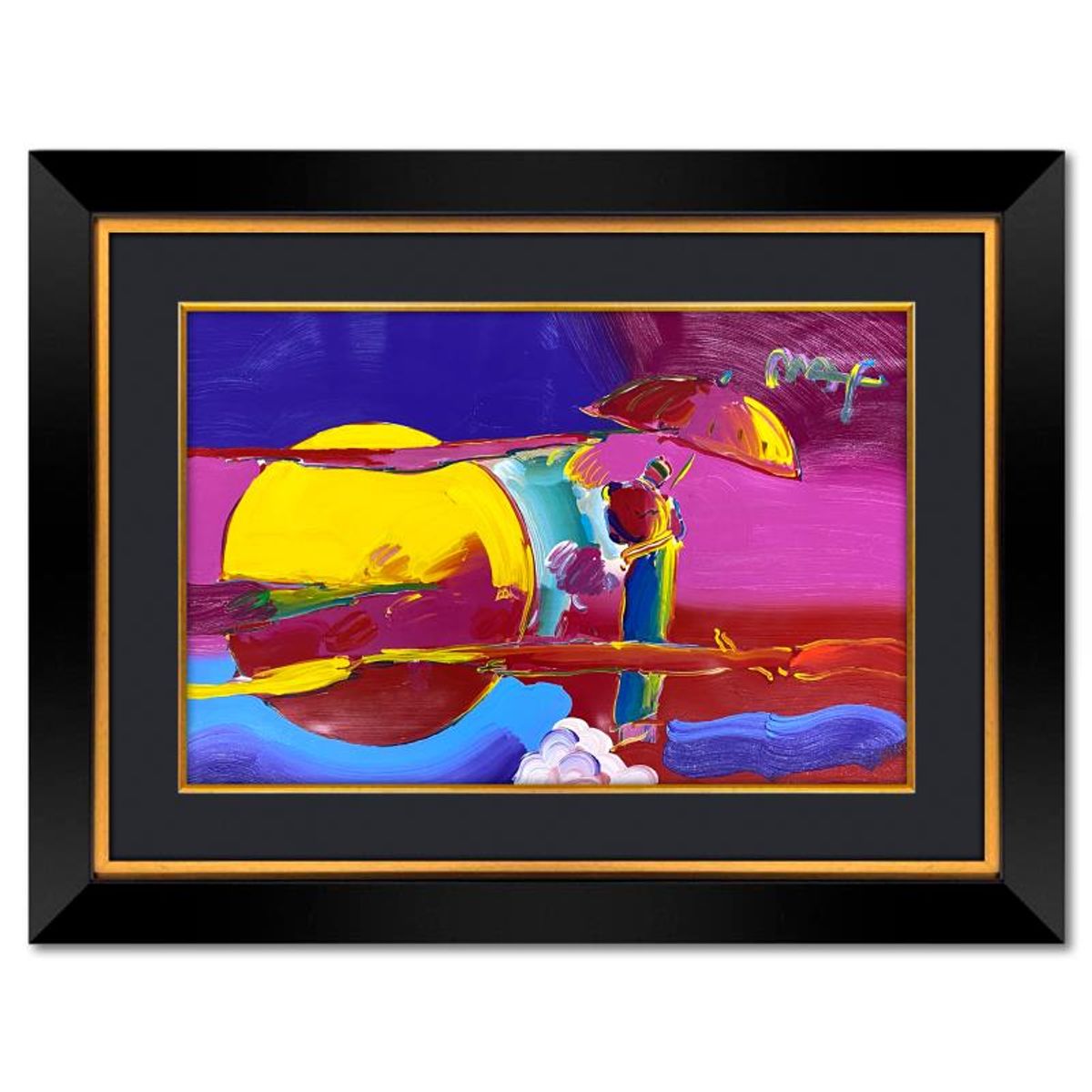 Peter Max, "New Moon 2" Framed One-of-a-Kind Mixed Media, Hand Signed with Registration Number Certifying Authenticity.