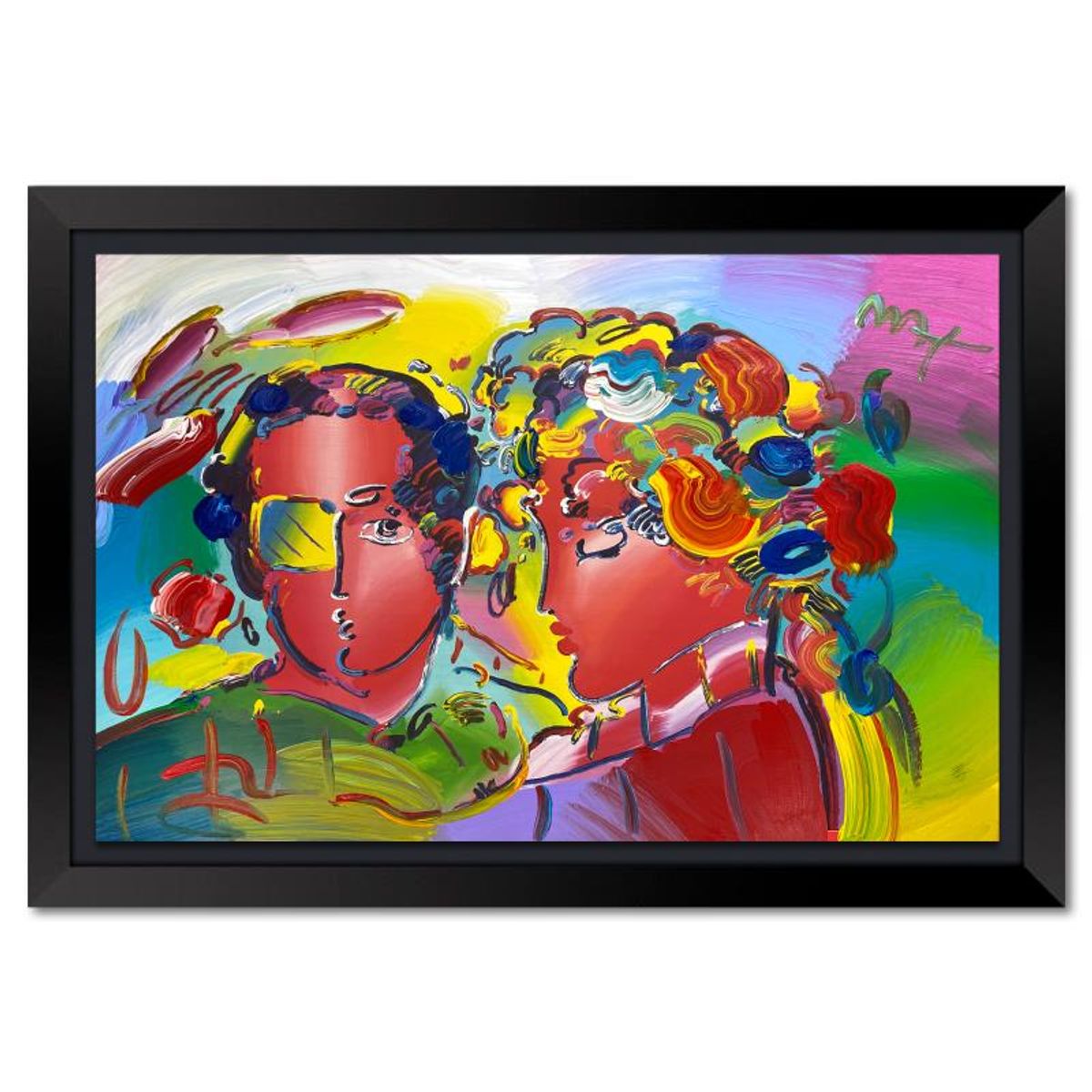 Peter Max, "Zero in Love" Framed One-of-a-Kind Mixed Media, Hand Signed with Registration Number Certifying Authenticity.