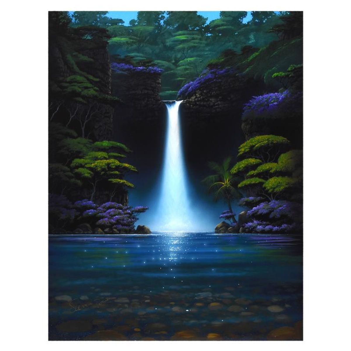 Steven Power, "Hidden Falls" Limited Edition on Canvas, Numbered and Hand Signed with Letter of Authenticity.