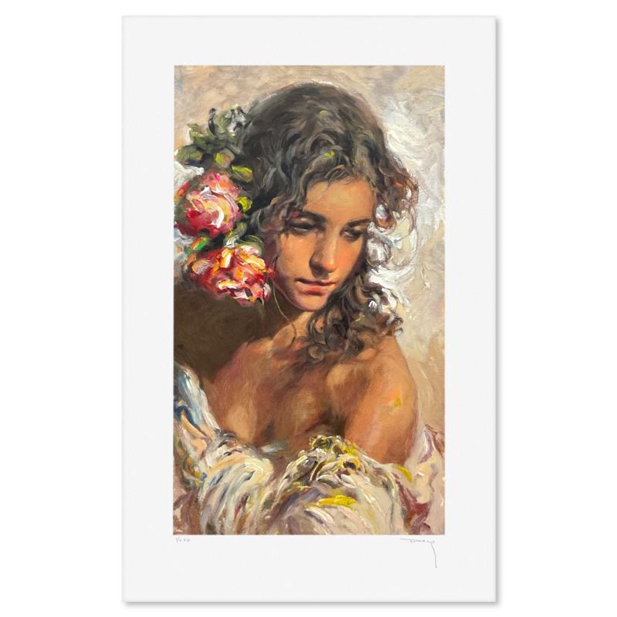 Royo, "Estudio" Limited Edition Printer's Proof Serigraph, Numbered 1/4 and Hand Signed with Letter of Authenticity.