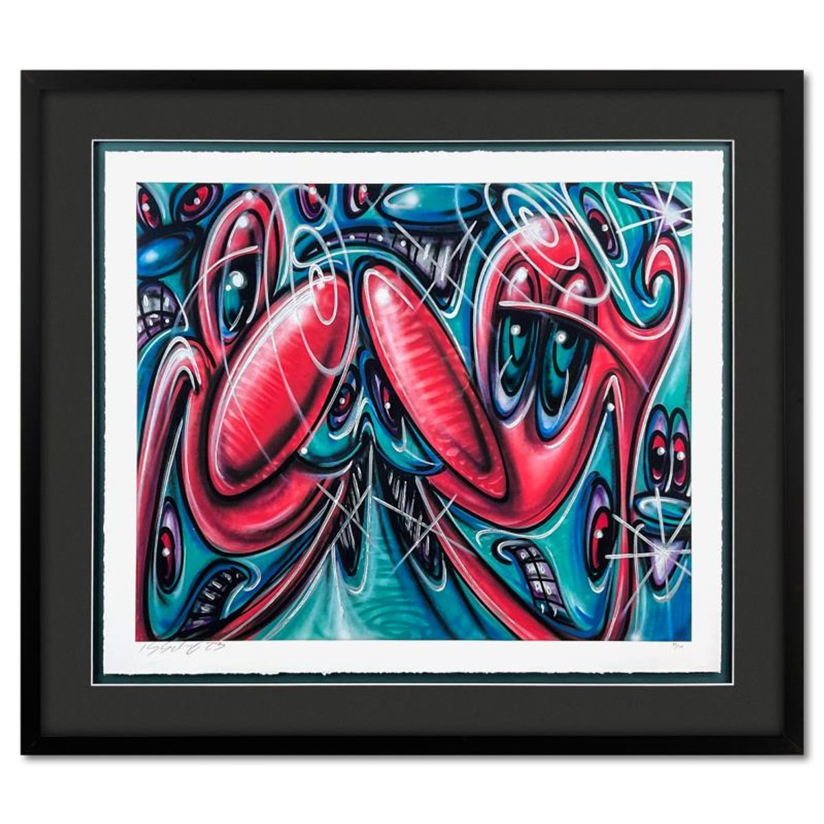 Kenny Scharf, "NEWAZY" Framed Limited Edition Silkscreen, Numbered 93/100 and Hand Signed with Letter of Authenticity.