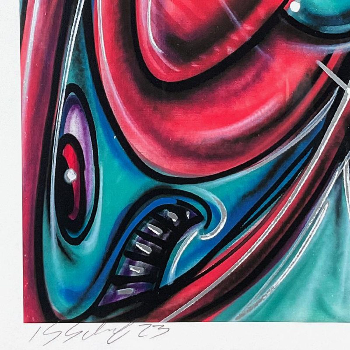 Kenny Scharf, "NEWAZY" Framed Limited Edition Silkscreen, Numbered 93/100 and Hand Signed with Letter of Authenticity.