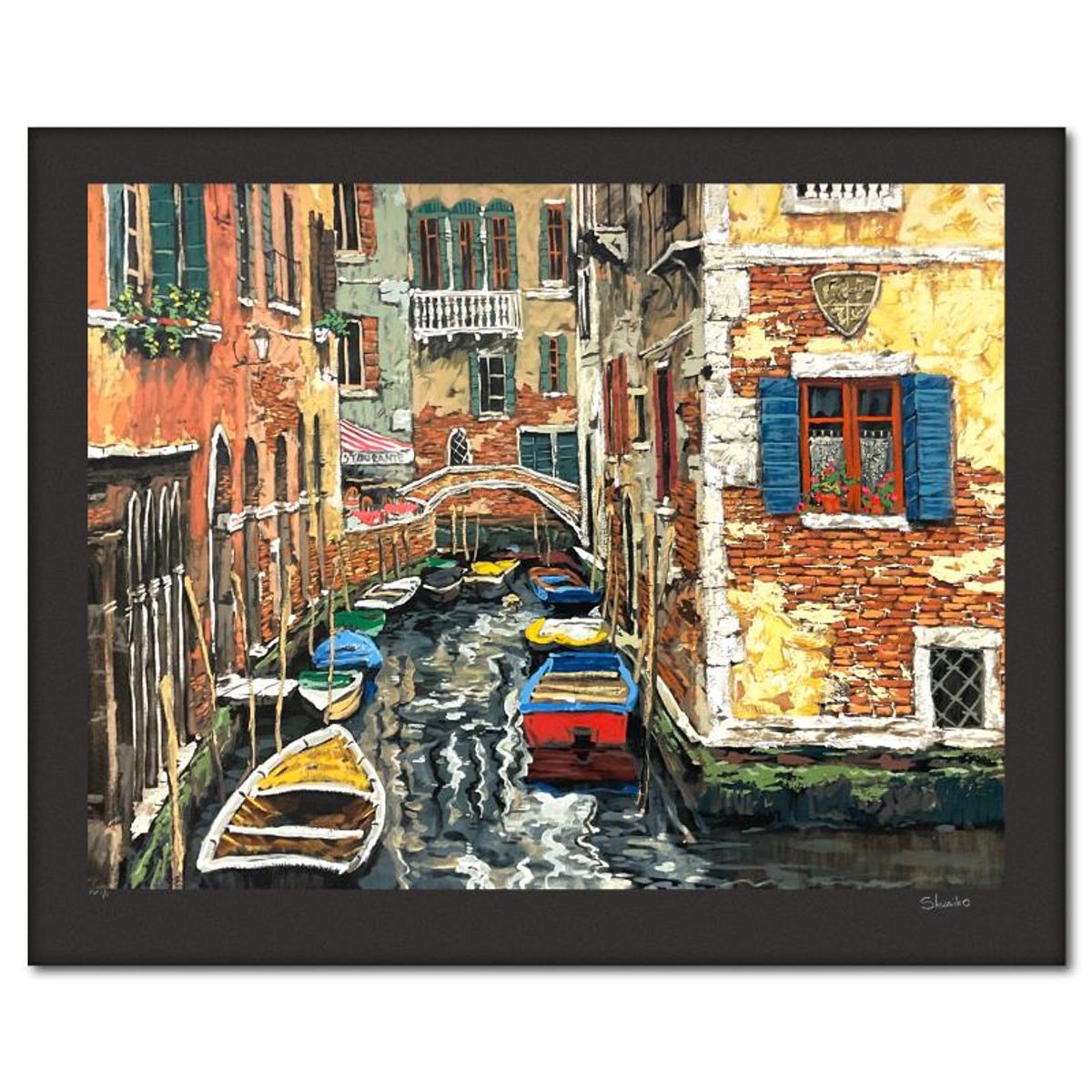Viktor Shvaiko, "Boats of Venice (Black)" Limited Edition Printer's Proof Serigraph (22.5" x 30"), Numbered 1/1 and Hand Signed with Letter of Authenticity.