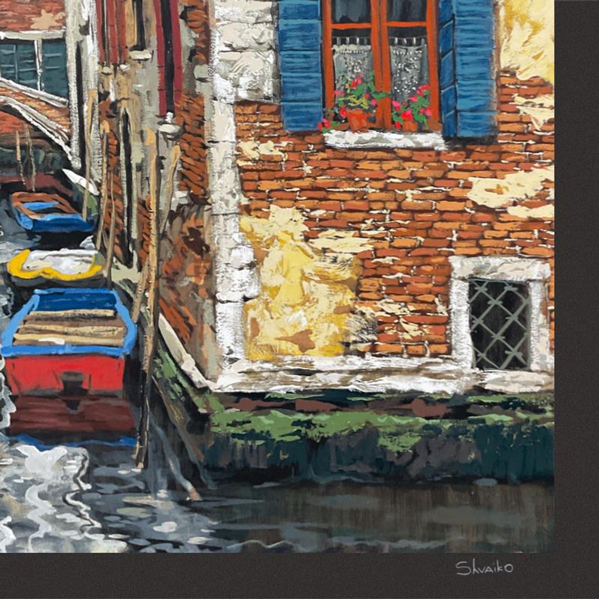 Viktor Shvaiko, "Boats of Venice (Black)" Limited Edition Printer's Proof Serigraph (22.5" x 30"), Numbered 1/1 and Hand Signed with Letter of Authenticity.