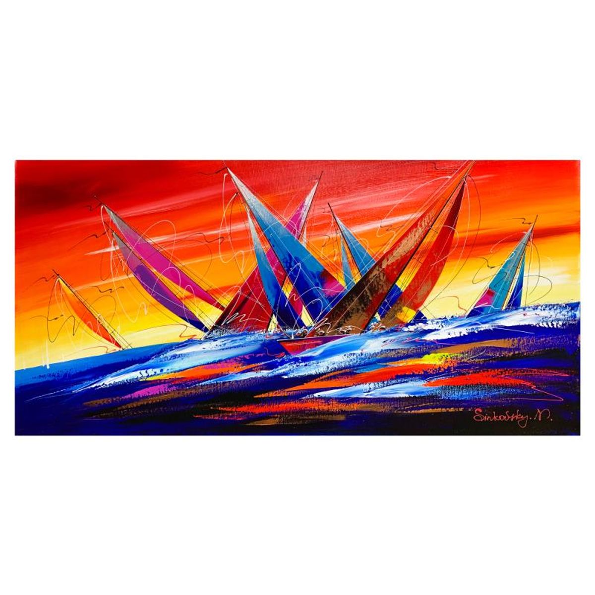 Natalia Sinkovsky, Hand Signed Original Acrylic Painting on Canvas with Letter Authenticity.