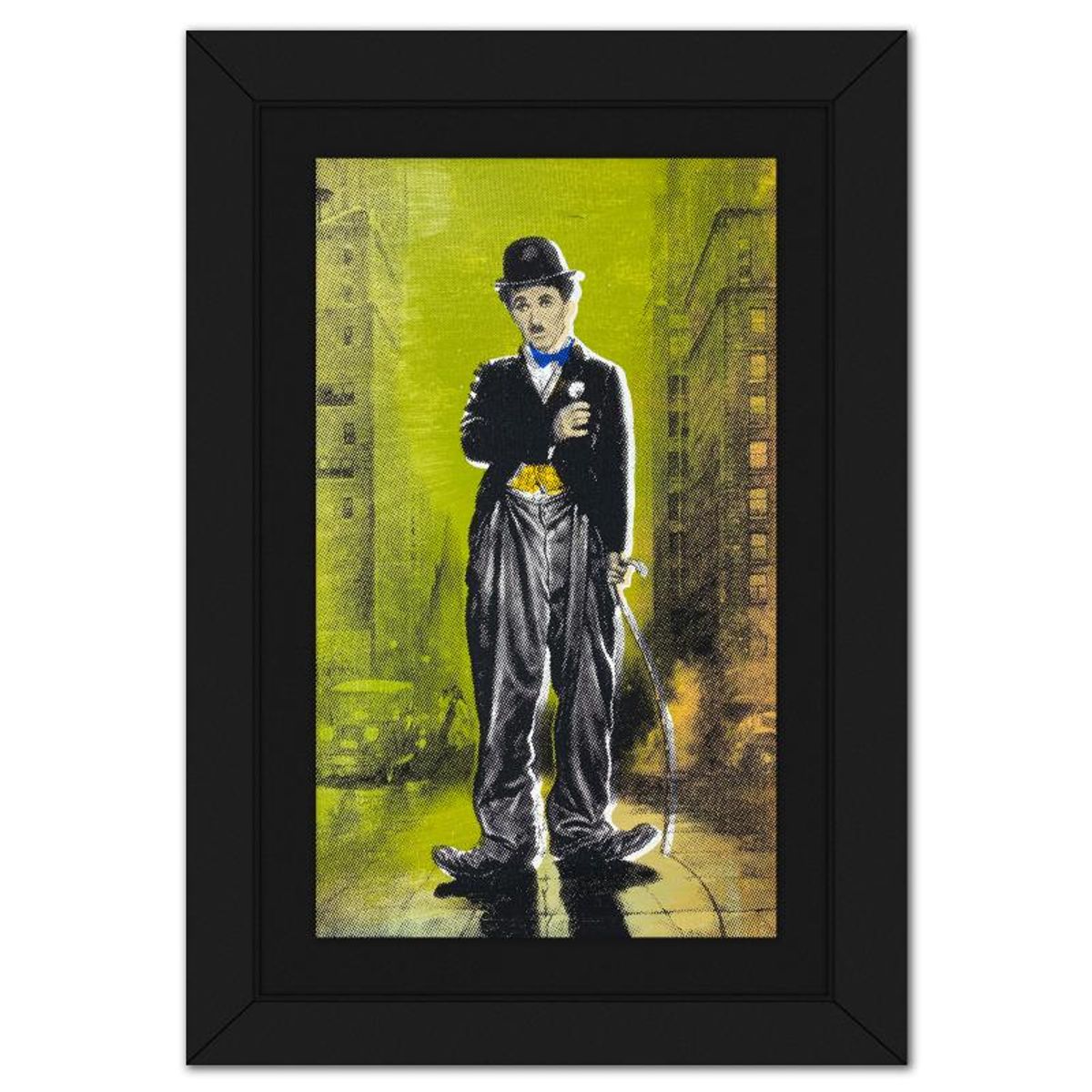 Steve Kaufman (1960-2010), "Charlie Chaplin II" Framed Hand Embellished Limited Edition Silscreen, Numbered 8/100 Inverso and Hand Signed with Letter of Authenticity