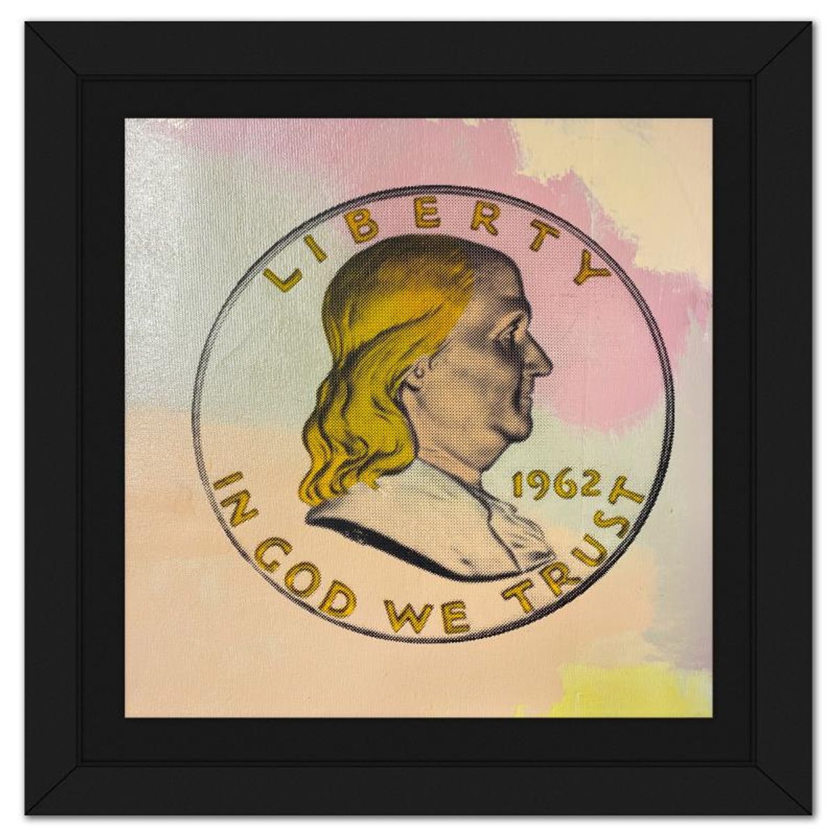 Steve Kaufman (1960-2010), "Ben Half Dollar" Framed Hand Embellished Limited Edition Silscreen, Numbered 9/50 Inverso and Hand Signed with Letter of Authenticity
