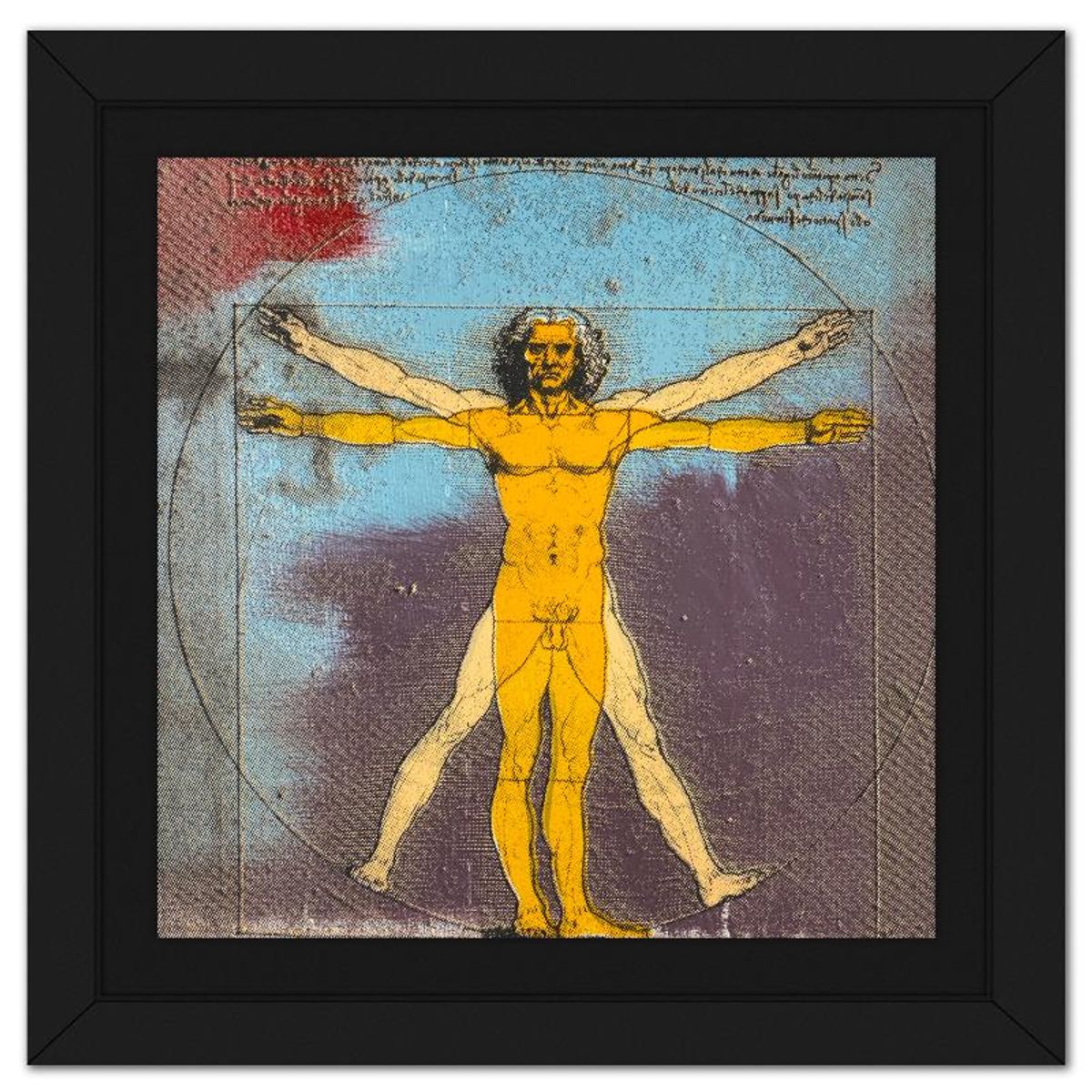 Steve Kaufman (1960-2010), "Vitruvian Man" Framed Hand Embellished Limited Edition Silscreen, Numbered 32/50 Inverso and Hand Signed with Letter of Authenticity