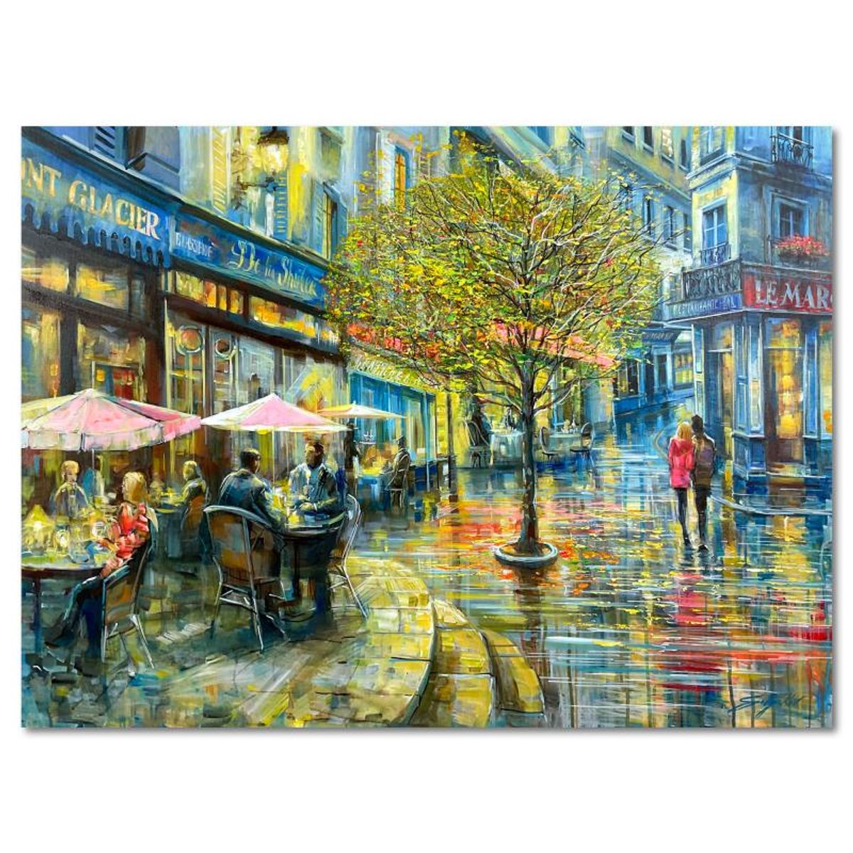 Vadik Suljakov, "Evening Lights in Paris" Original Oil Painting on Canvas, Hand Signed with Letter of Authenticity.