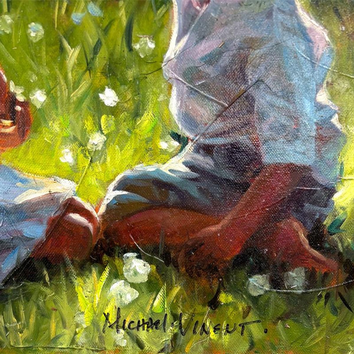 Michael Vincent, "Country Music" Original Painting on Canvas, Hand Signed with Letter of Authenticity.