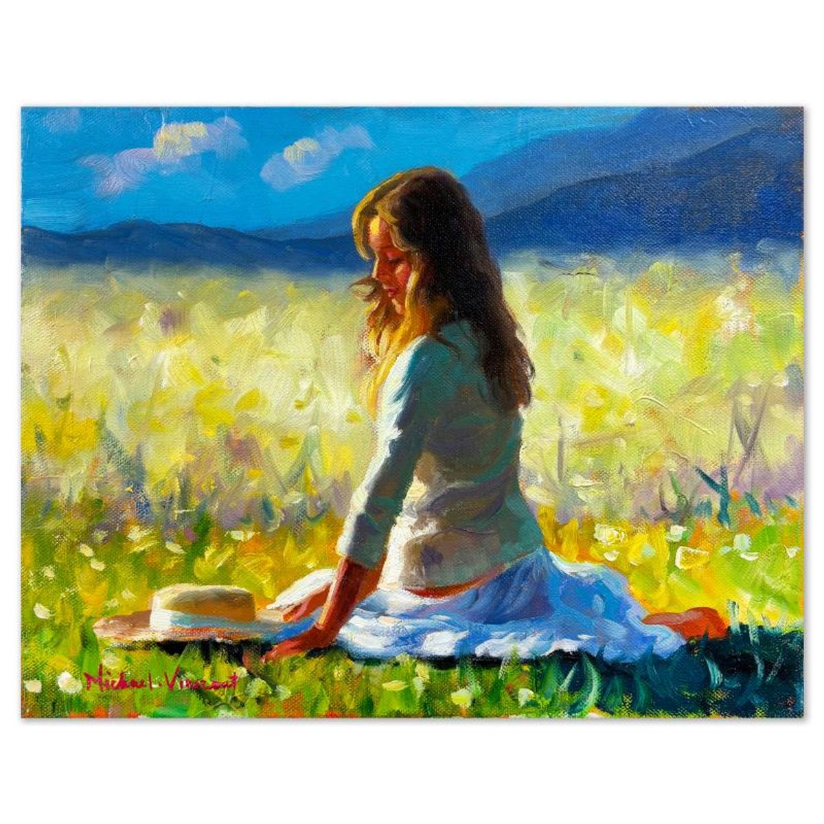 Michael Vincent, "Field of Dreams" Original Painting on Canvas, Hand Signed with Letter of Authenticity.