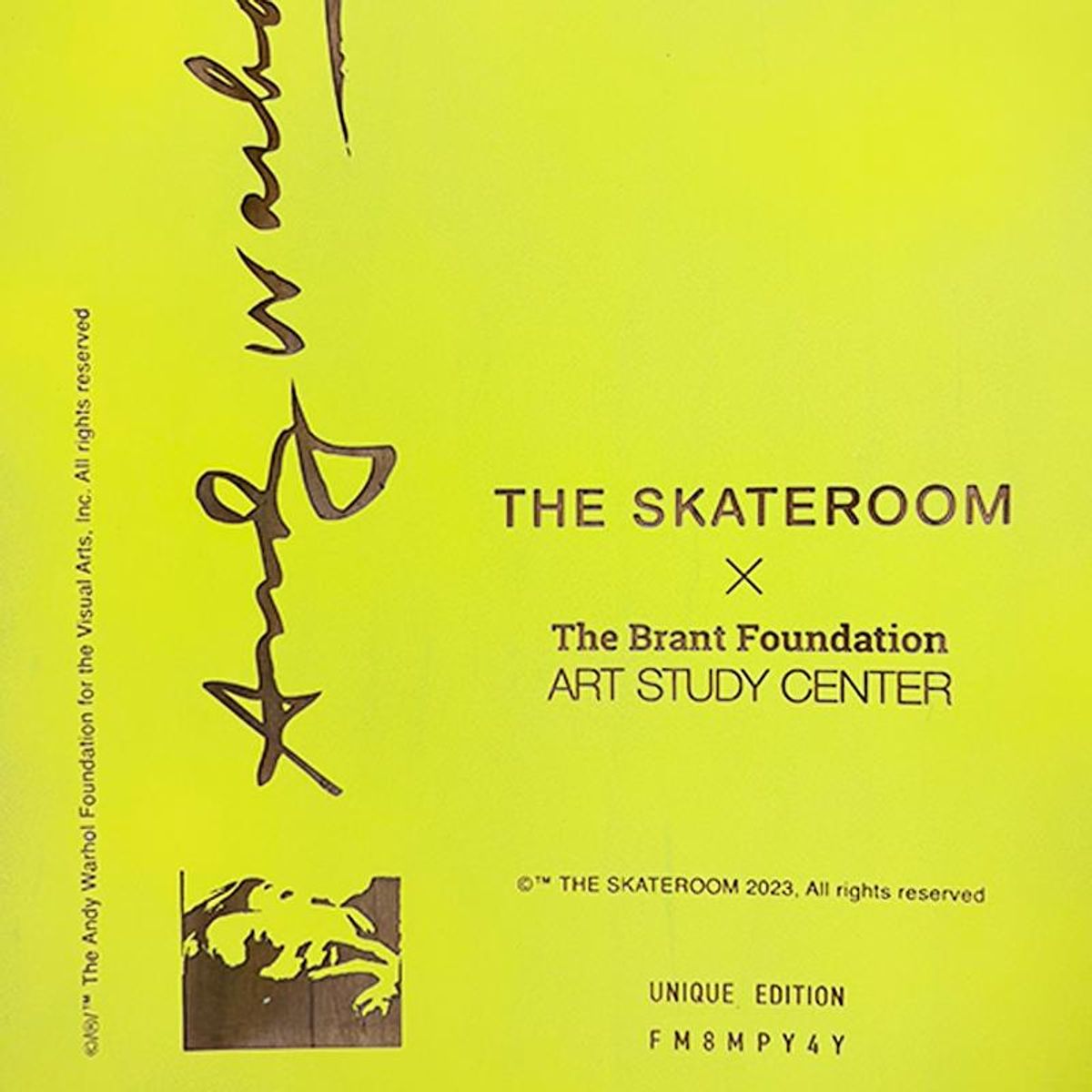 Andy Warhol (1928-1987), "Self-Portrait (Yellow)" Framed One-of-a-Kind Unique Edition Skateboard, Signed Inverso with Certificate of Authenticity.