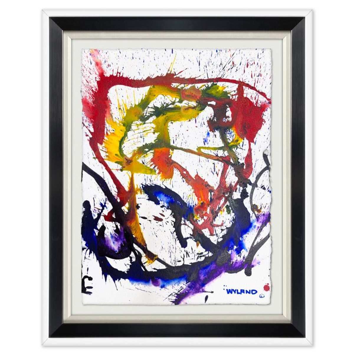 Wyland, "Untitled Abstract" Framed Original Painting on Paper, Hand Signed with Letter of Authenticity.