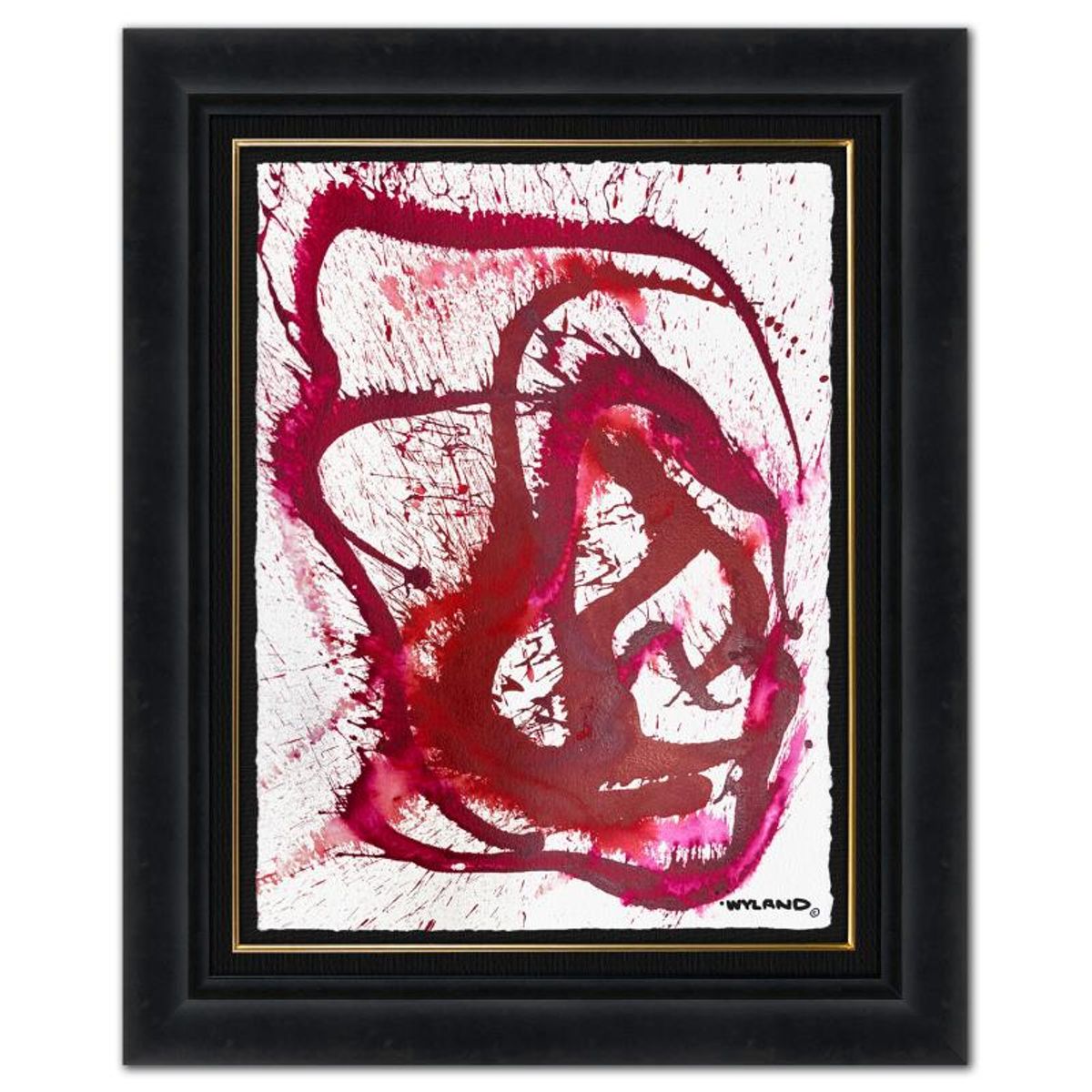 Wyland, "Untitled Abstract" Framed Original Painting on Paper, Hand Signed with Letter of Authenticity.