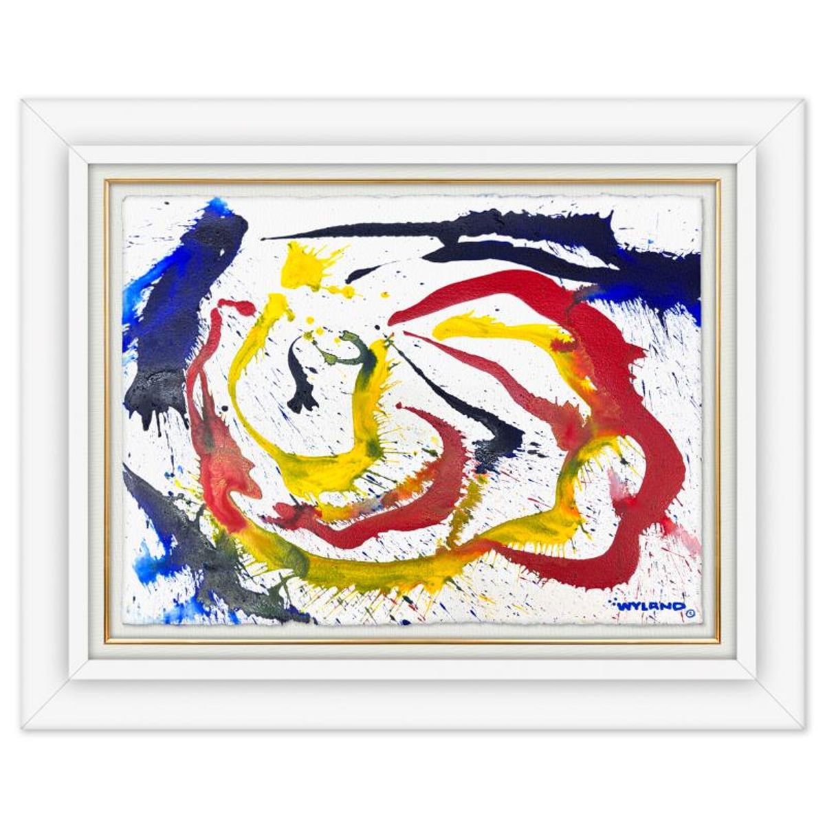 Wyland, "Untitled Abstract" Framed Original Painting on Paper, Hand Signed with Letter of Authenticity.