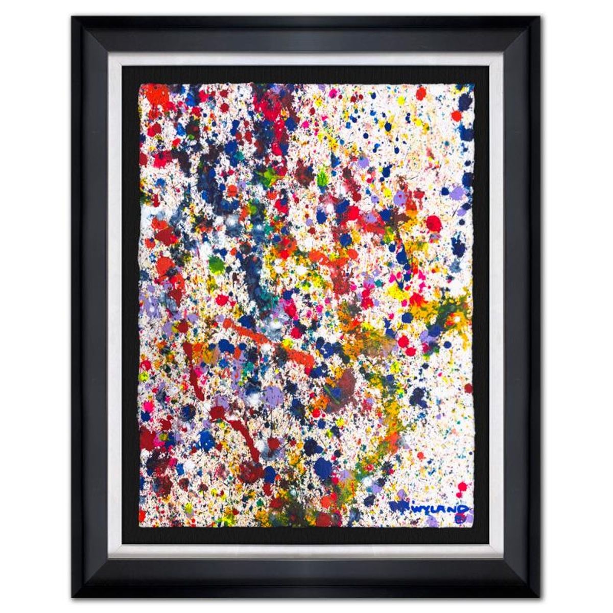 Wyland, "Untitled Abstract" Framed Original Painting on Paper, Hand Signed with Letter of Authenticity.