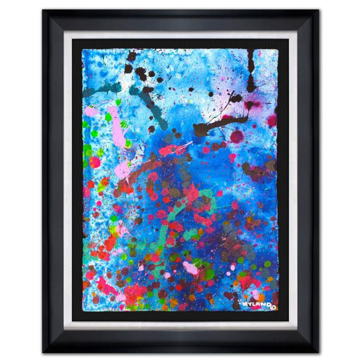 Wyland, "Untitled Abstract" Framed Original Painting on Paper, Hand Signed with Letter of Authenticity.