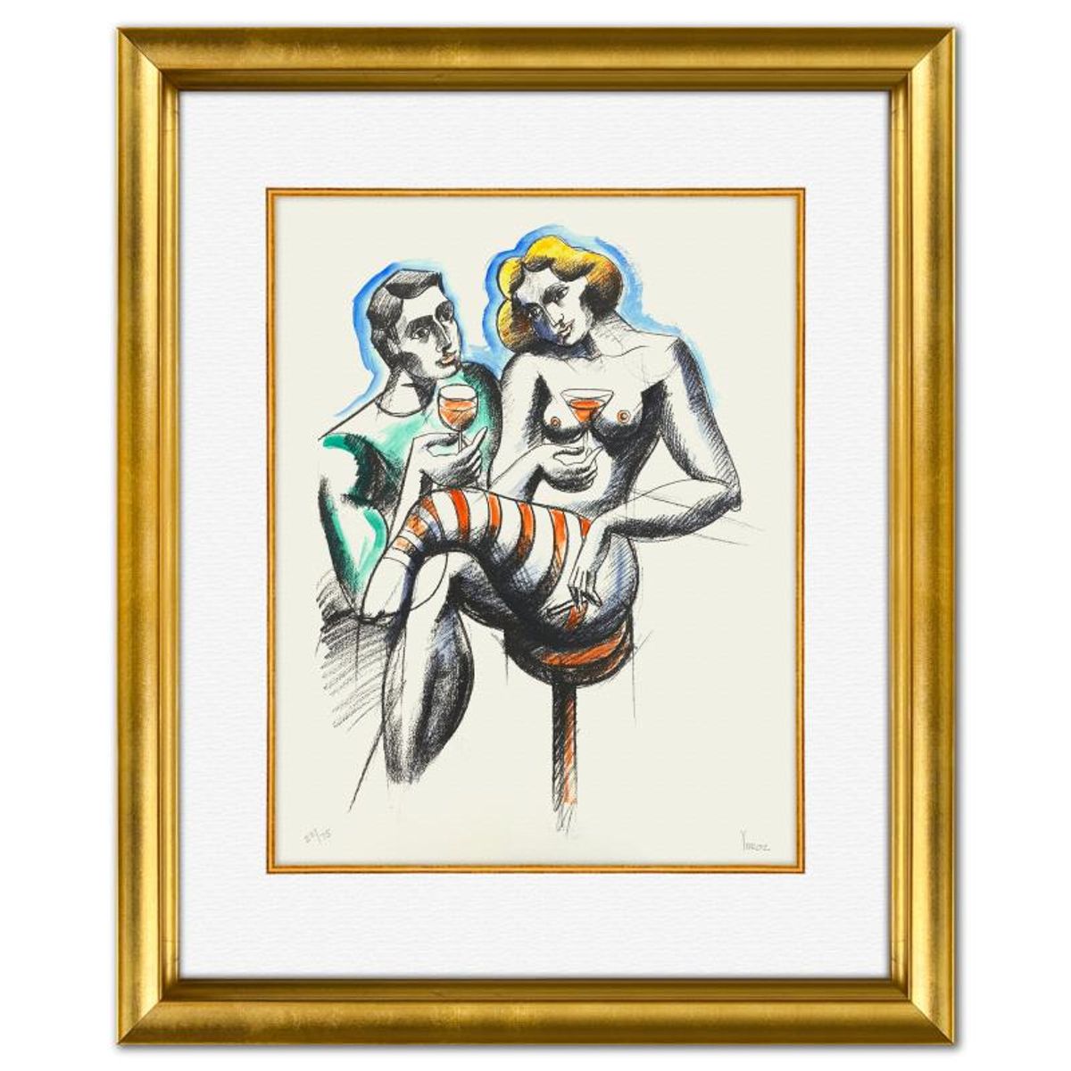 Yuroz, Framed Hand Painted Unique Variation Mixed Media, Numbered 23/75 and Hand Signed with Letter of Authenticity.