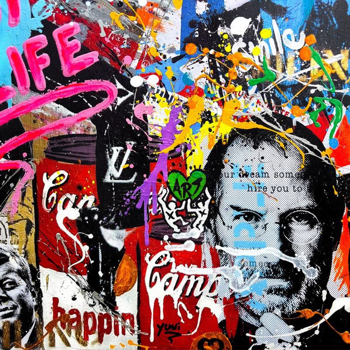 Yuvi, "Enjoy Life" Framed Hand Embellished Limited Edition on Canvas, Numbered 11/45 and Hand Signed with Letter of Authenticity.