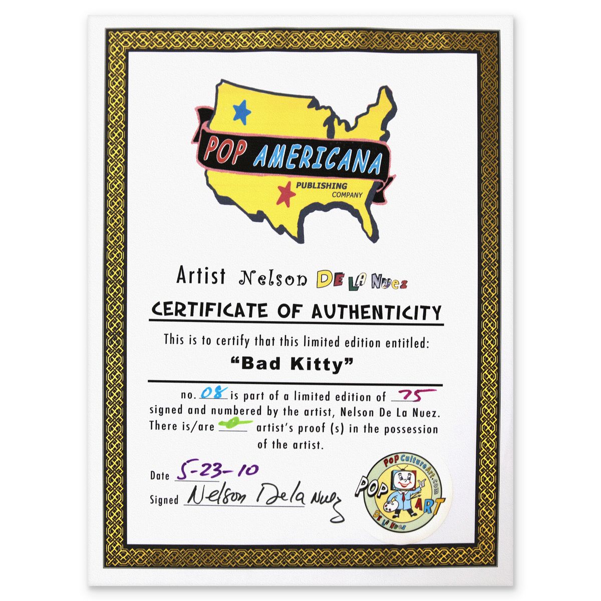 Nelson De La Nuez- Giclee on canvas "Bad Kitty"