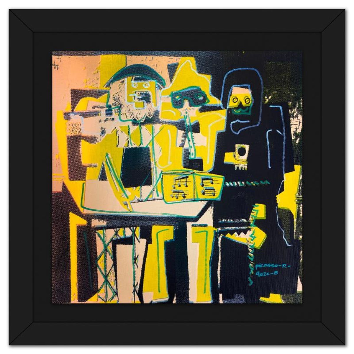 Ringo Daniel Funes, "Picasso Dancers" Framed One-of-a-Kind Mixed Media on Canvas, Hand Signed with Letter of Authenticity.