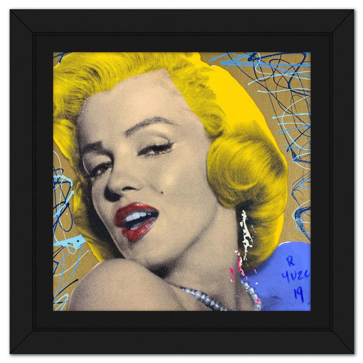 Ringo Daniel Funes, "Marilyn Classic" Framed One-of-a-Kind Mixed Media on Canvas, Hand Signed with Letter of Authenticity.