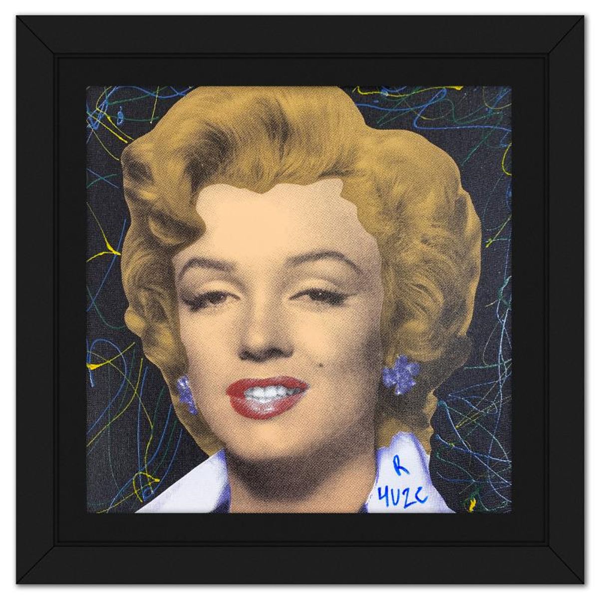 Ringo Daniel Funes, "Marilyn Classic" Framed One-of-a-Kind Mixed Media on Canvas, Hand Signed with Letter of Authenticity.