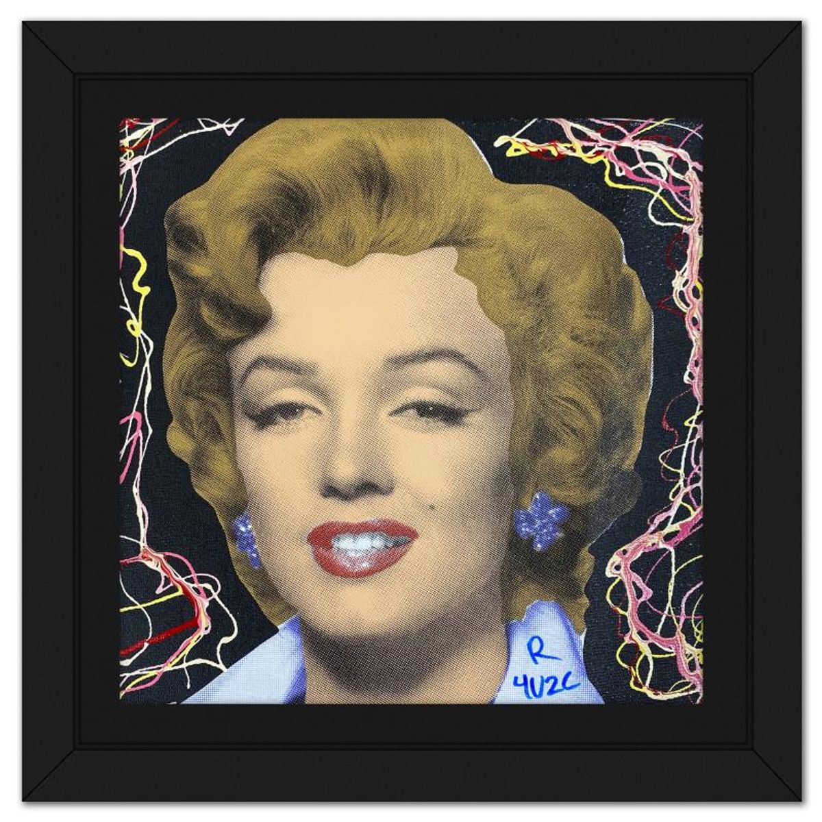 Ringo Daniel Funes, "Marilyn Classic" Framed One-of-a-Kind Mixed Media on Canvas, Hand Signed with Letter of Authenticity.