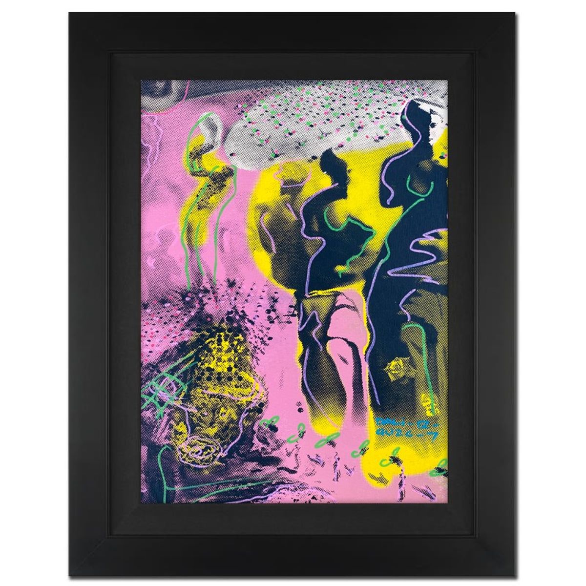Ringo Daniel Funes, "Hallucinogenic Toreador" Framed One-of-a-Kind Mixed Media on Canvas, Hand Signed by the artist and Steve Kaufman (1960-2010) with Letter of Authenticity.