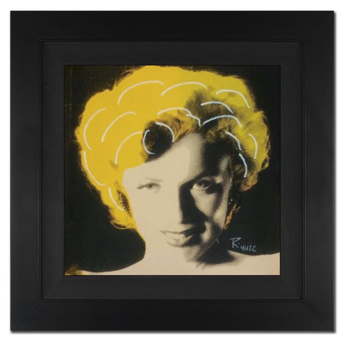 Ringo Daniel Funes, "Midnight Marilyn" Framed One-of-a-Kind Mixed Media Painting on Canvas, Hand Signed with COA