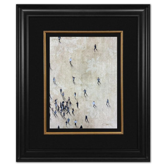 Craig Alan, "Fragments (Populous)" Framed Original Mixed Media on Vintage Wallpaper, Hand Signed with Letter of Authenticity.